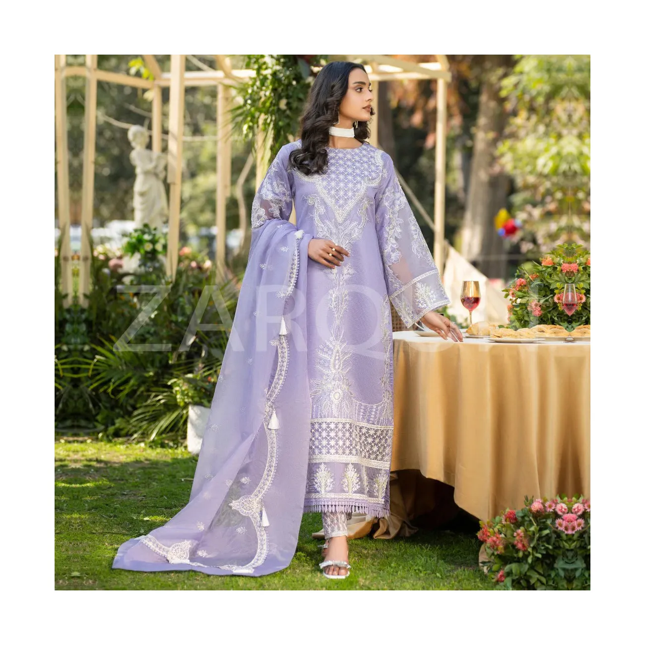 Женская рубашка с вышивкой и расклешенными брюками с рукавами из органзы Dupatta, свободное пакистанское платье-рубашка Shalwar kameez, женское платье