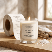 Étiquettes personnalisées pour bougies en papier texturé blanc de luxe, haute adhérence pour les pots de bougies à la cire de soja