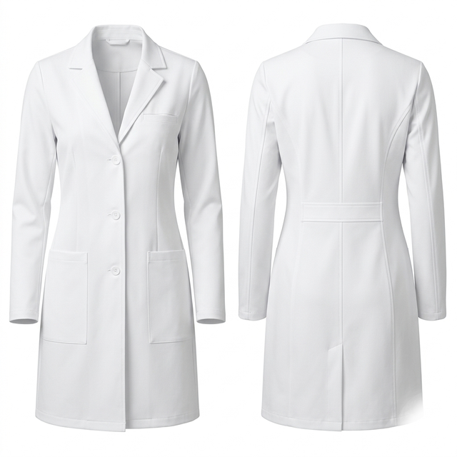 Premium 220 GSM Polyester Cotton Twill White Lab Coat Tailored Fit Custom Embroidery Print Logo