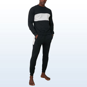 Custom logo OEM Men Custom Logo <b>Sweat</b> <b>Suit</b> Jogging Black Crewneck Sweatshirt Jogger <b>Suit</b> Tracksuit Plain Tracksuits for Men by SI - Product Image 1