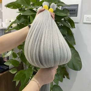 Vente en gros Cheveux argentés longs, lisses et raides à double tirage en vrac Extensions de cheveux humains vietnamiens - Product Image 3