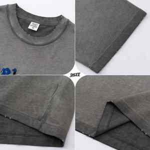 Camiseta de Hombre Extra Grande, Lavada, de Algodón 100%, Tejida, de 285g, con Estampado Personalizado y Lavado Ácido Vintage - Product Image 3