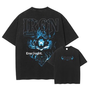 เสื้อยืดวินเทจโอเวอร์ไซซ์เสื้อยืดซักลายการ์ตูนด้านหน้าพิมพ์ลายกันความร้อนเสื้อพิมพ์ลายเสื้อยืดผู้ชายผ้าสแปนเด็กซ์/ ผ้าฝ้าย - Product Image 6