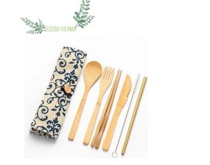Hot!! Bamboo Cutlery Set <b>Reusable</b> Travel in the Box / Bamboo Cutlery Set With Bag With Engrave Laser Logo Made by Eco2go Vietnam - Product Image 5