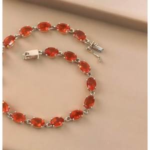 Pulsera de eslabones de tenis de ópalo de fuego ovalado clásico - Product Image 2