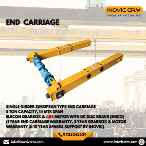 Carro de Extremo de Viga Simple Tipo Europeo, Capacidad de 5 Toneladas, 14m de Vano, Caja de Engranajes ELECON y Motor DC ABB, Freno de Disco (EMCO) - Product Image 4
