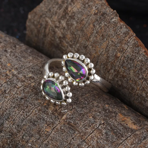 แหวนควอตซ์ลึกลับสีเงินสเตอร์ลิงหลากสี925สไตล์โบฮีเมียนคลาสสิกของขวัญงานหมั้นไม่เหมือนใครขายส่งปาร์ตี้ - Product Image 2