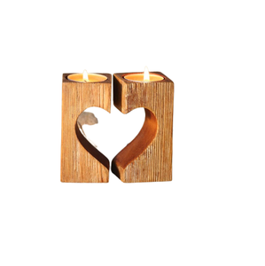 Bougeoirs en bois de dernière conception, ensemble de bougeoirs décoratifs en bois pour mariage, fête d'anniversaire - Product Image 5