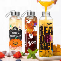 Bouteilles d'eau réutilisables en gros – Gobelets sportifs modernes en verre borosilicate transparent personnalisés, sans BPA, cadeaux d'Halloween