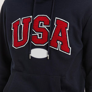 Lavado ácido personalizado Chenille bordado 100% algodón sudaderas con capucha hombres de gran tamaño transpirable algodón mezclado gota hombro Streetwear - Product Image 6