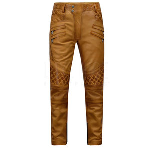 Pantalon en cuir pour hommes avec logo entièrement personnalisé Meilleures ventes Pantalon en cuir de couleur unie pour hommes - Product Image 1