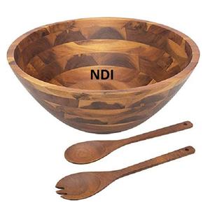 Premium Quality Acacia Wooden Rounded <b>Large</b> <b>Bowl</b> Durable Rustic Fruit Serving <b>Bowl</b> Hand Carved for Camping Food Dessert Serving - Product Image 4
