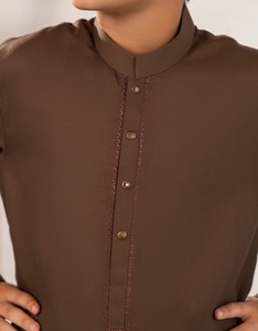 Kameez Shalwar Marrón para Niños, Estilo Clásico y Versátil, Nuevo, Traje Tradicional Infantil para Fiestas, Eid y Eventos Familiares - Product Image 3