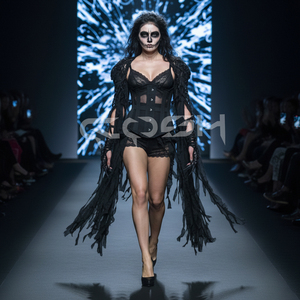 Corset gothique noir en maille de coton avec armatures en acier pour femme, idéal pour les soirées, sculptant le corps – Commande en gros OEM/ODM - Product Image 1