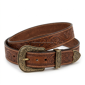 Ceintures Western en Cuir Pleine Fleur de Vachette de Qualité Supérieure, Faits Main, Motifs Floraux Gravés, Style Vintage, pour Hommes et Femmes, Vente en Gros - Product Image 5