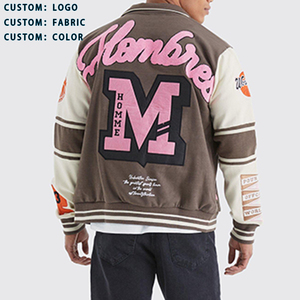 Veste universitaire en cuir véritable pour homme, en laine, personnalisée, noire, avec logos brodés, patchs et étiquettes de couleur - Product Image 2