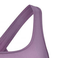 Sujetador deportivo de spandex/nailon transpirable de secado rápido con soporte alto ajustable y sencillo para mujer, ideal para yoga, fitness y gimnasio, con logo frontal. Venta al por mayor.