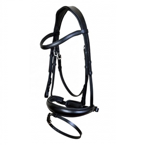Brida de caballo árabe de cuero Natural suave DD negro/marrón con accesorios SS o latón con juego de plomo y cadena de cuero en muchos tamaños - Product Image 1