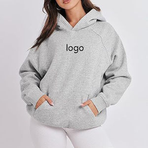 Sudadera con Capucha de Lona 100% Algodón, Estilo Urbano Otoñal, Holgada, con Hombros Caídos, Estampado Sólido y Logotipo Personalizado - Product Image 4