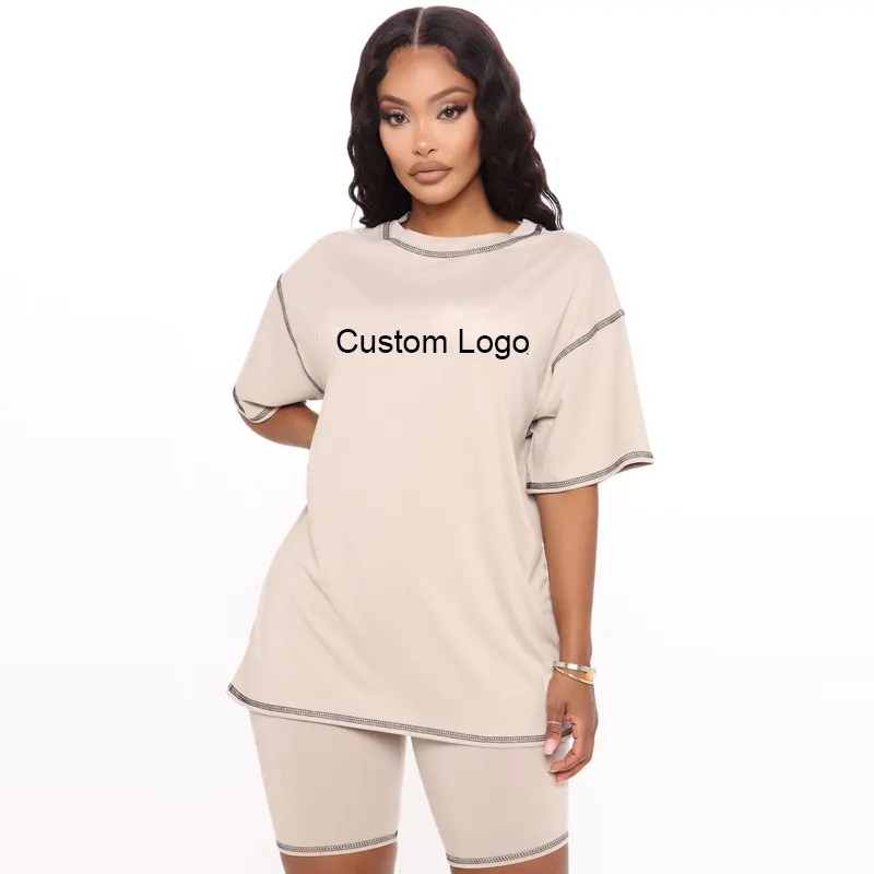 2022 summer Lady Printed Loose Casual women's clothing sets T-Shirt Cross border short women jogger Sports two piece set