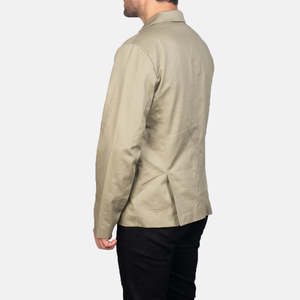 Spring Beige Canvas & Genuine Leather Zippered Safari <b>Jacket</b> with Water Proof & <b>Shearling</b> ODM Size XS Patterned - Product Image 5