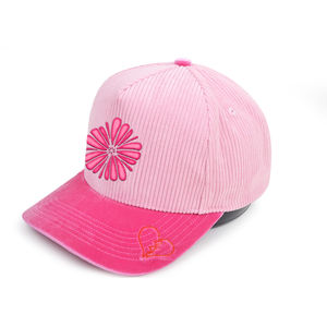 Factory custom high quality 3D puff embroidered Curved Brim satin <b>lined</b> Corduroy baseball cap - Product Image 4