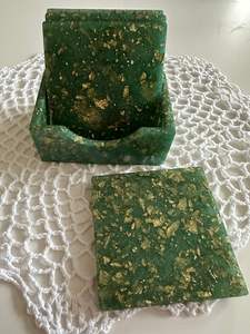 Dessous de verre en résine époxy durable, rustique, rétro, personnalisé, luxe, vente en gros, tampons ronds carrés personnalisés à sublimation - Product Image 2