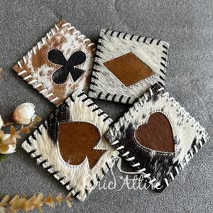 Juego de posavasos de cuero de vaca hechos a mano de alta calidad para decoración del hogar posavasos de cuero genuino occidental para ocultar nuevos regalos para el hogar - Product Image 1
