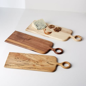 Planche à découper en bois artisanale avec poignée unique Plateau de service en bois massif naturel pour planche à fromage et ustensiles de cuisine - Product Image 2