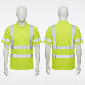 Camiseta Polo de Seguridad de Poliéster Transpirable Birdseye de 160 GSM, Amarillo Reflectante de Alta Visibilidad, Logotipo Personalizado OEM ODM - Product Image 1