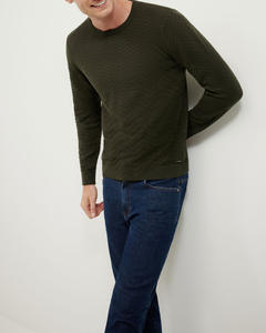 Sweat-shirt en tricot à manches longues et col rond avec poignets élastiques pour hommes, coupe moderne élégante, vêtement d'hiver, coupe décontractée - Product Image 1