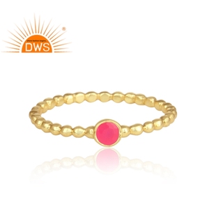 แหวนพลอยคาลซิโดนีสีชมพูธรรมชาติชุบทอง18K - Product Image 3