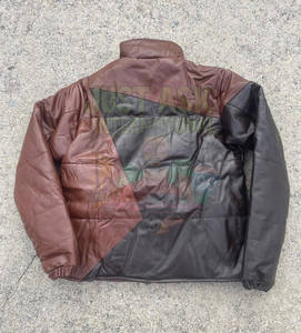 Vente en gros Streetwear Veste bouffante en cuir pour homme Color Block Design Tendance essentielle Vêtements d'hiver Veste bouffante style bomber - Product Image 3