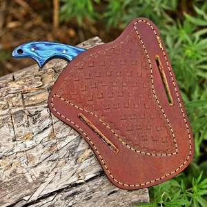 มีดทำมือคุณภาพสูงจากเหล็กดามัสกัส สำหรับล่าสัตว์/ตั้งแคมป์ ใช้สำหรับงานกลางแจ้ง ปอกหนัง  ปรับแต่งได้ รับผลิตแบบ OEM ใบมีดคงที่ - Product Image 6