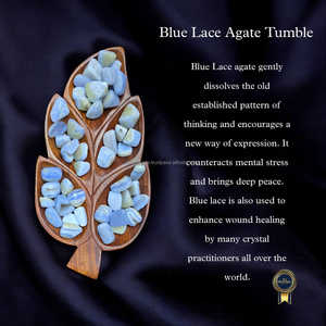 Cristaux d'agate en dentelle bleue polie Pierre précieuse naturelle Amour Pierre semi-précieuse Artisanat Sculpté Pierres dégringolées pour la décoration Guérison - Product Image 4
