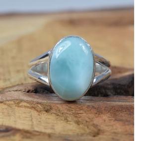 แหวนรูปไข่ลาริมาร์สีน้ำเงิน925สเตอลิงเงินอัญมณีธรรมชาติทำด้วยมือของขวัญหรูหราสำหรับคริสต์มาส - Product Image 2