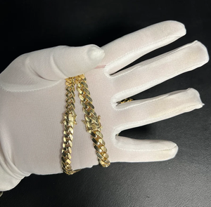 Cadena de Eslabón Cubano de Oro Original de 14k Estilo Miami con Cierre de Caja Collar de 8mm y 10mm Oro Real de 14kt Royal Miami - Product Image 2