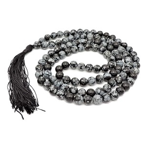 Haute qualité pierre mala obsidienne flocon de neige perles guérison naturel mala cristal collier perles 108 naturel pierres précieuses grossiste - Product Image 1