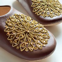 Chaussure babouche en cuir véritable marocain pour femme, légère, douce, confortable, anti-odeur, couleur marron, pour l'intérieur, hiver, automne