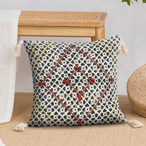 Housse de coussin instantanée taies d'oreiller brodées coussin fait à la main 100% coton housse de coussin décor à la maison motifs géométriques - Product Image 2