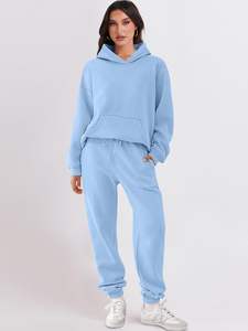 Conjunto Deportivo de 2 Piezas para Mujer, Sudadera con Capucha Holgada y Pantalones Deportivos de Chándal, Estilo Y2K, Ecológico, para Invierno - Product Image 2