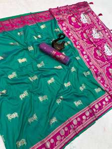 Nouvelle arrivée du fabricant, sari indien de créateur, vêtements de fête pour femmes, sari en soie douce fantaisie, longueur de 5,5 mètres, qualité d'exportation - Product Image 6