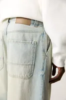Jeans Homme Bleu Clair Coupe Droite Personnalisable avec Logo OEM, 100% Coton Épais 12oz, Jambe Large, Imprimé Écologique, Grandes Tailles