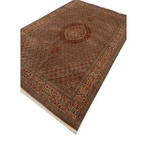 Tapis en laine noué à la main Aalam, motif médaillon rouge-orange, kilim abstrait fait main pour la maison, 9x12 rectangulaire, idéal pour adolescents, entrée et couloir - Product Image 2