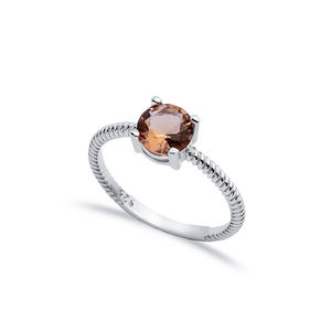 แหวนหินซัลทาไนต์ทรงกลมขนาดเส้นผ่าศูนย์กลาง7มม. เครื่องประดับเงินสเตอริงทำด้วยมือสไตล์ตุรกี925 - Product Image 1