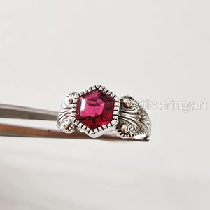 Anillo de Mujer con Piedra Preciosa de Rubí Hidro Natural, Piedra de Nacimiento de Julio, Anillo Apilable de Plata de Ley 925, Regalo de Aniversario - Product Image 5