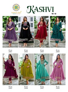 Neeta Creation Vichitra Ropa de fiesta de moda Kurta Set Bordado Dupatta Top Bottom Estirable Seda Secuencia Trabajo Boda - Product Image 2