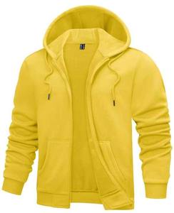 100% algodón de invierno para hombre cómodo Casual Fleece Hoodie sólido Anti-Pilling Full Zip up transpirable estampado patrón en venta - Product Image 2