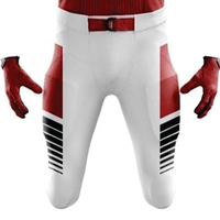 Uniforme de Fútbol Americano Sublimado Personalizado en Rojo Carmesí y Blanco, 100% Poliéster, Unisex, Transpirable, con Nombre del Jugador