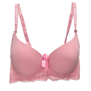 Completo reggiseno da donna a pois, coppa 1/2, confortevole, morbido, traspirante, in cotone, senza ferretto, push-up, con fiocco decorativo, chiusura posteriore in pizzo monopezzo - Product Image 6